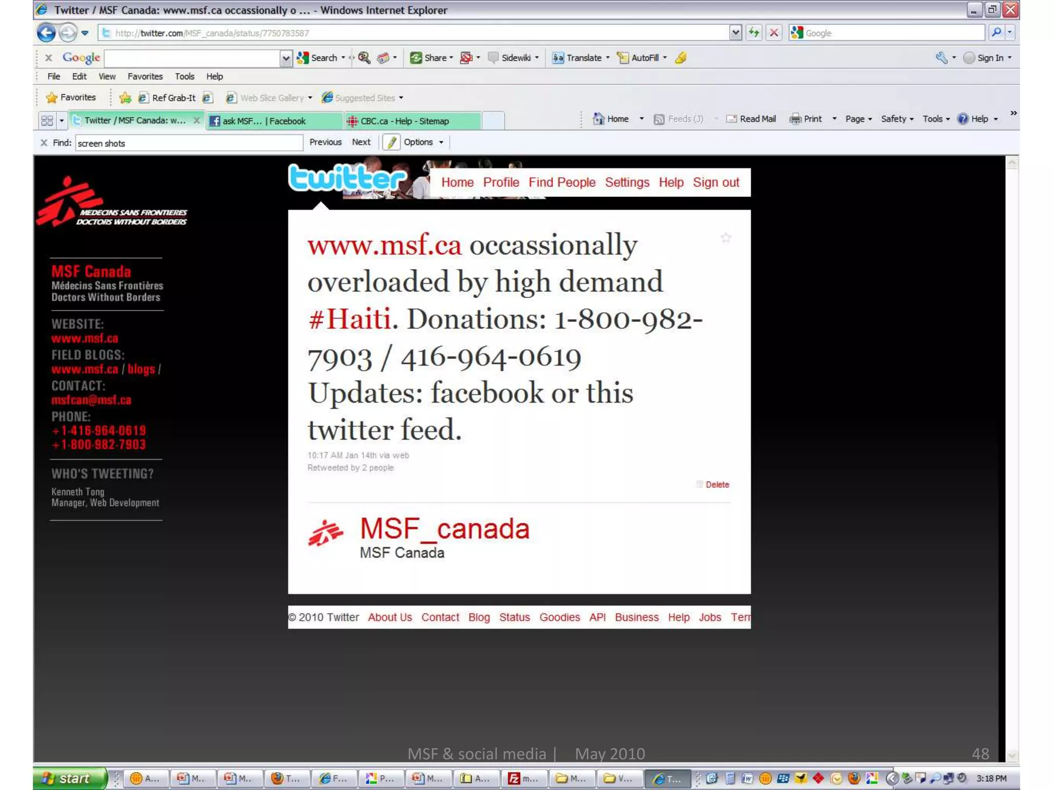 48MSF & social media |    May 2010