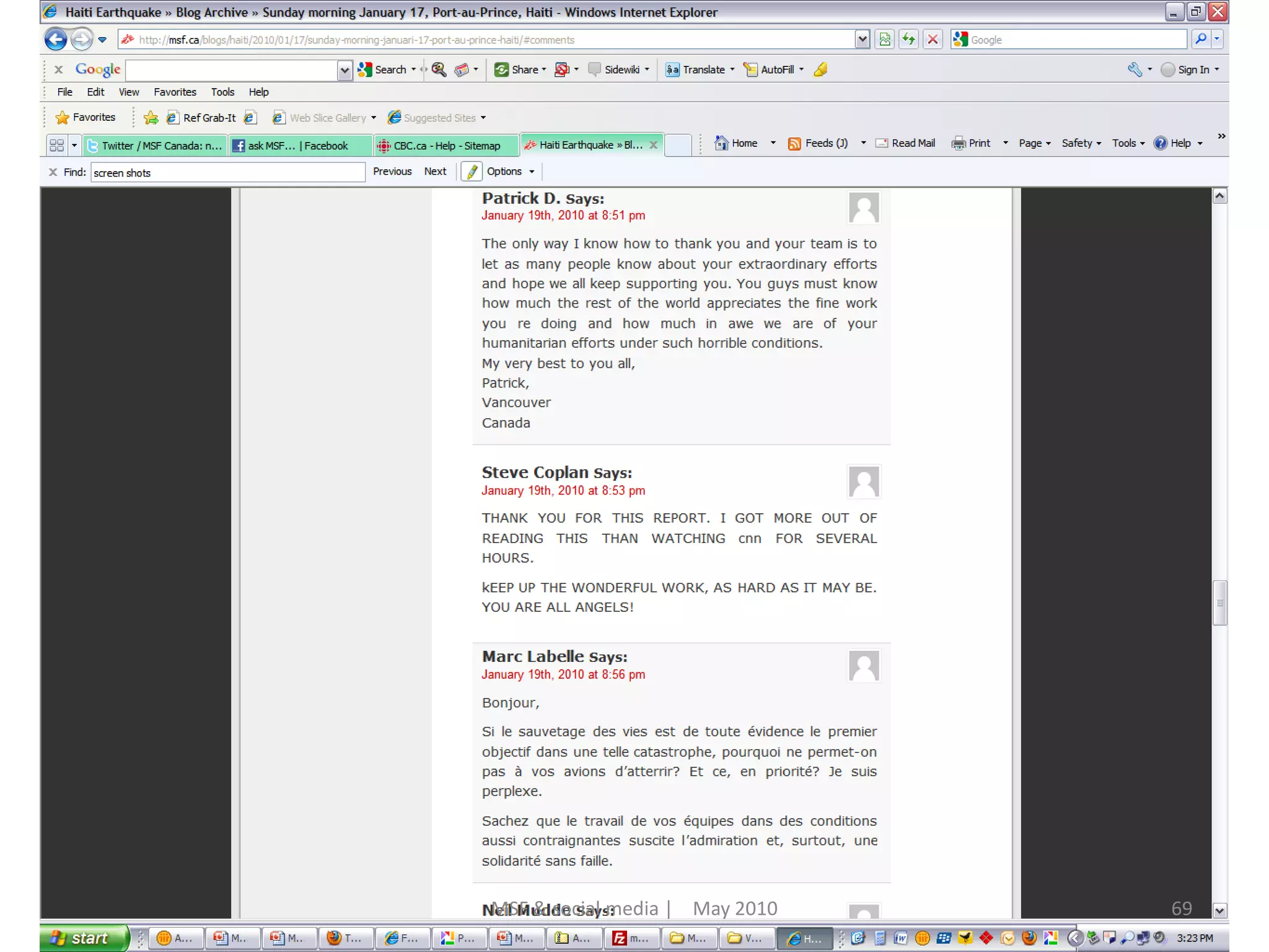 69MSF & social media |    May 2010
