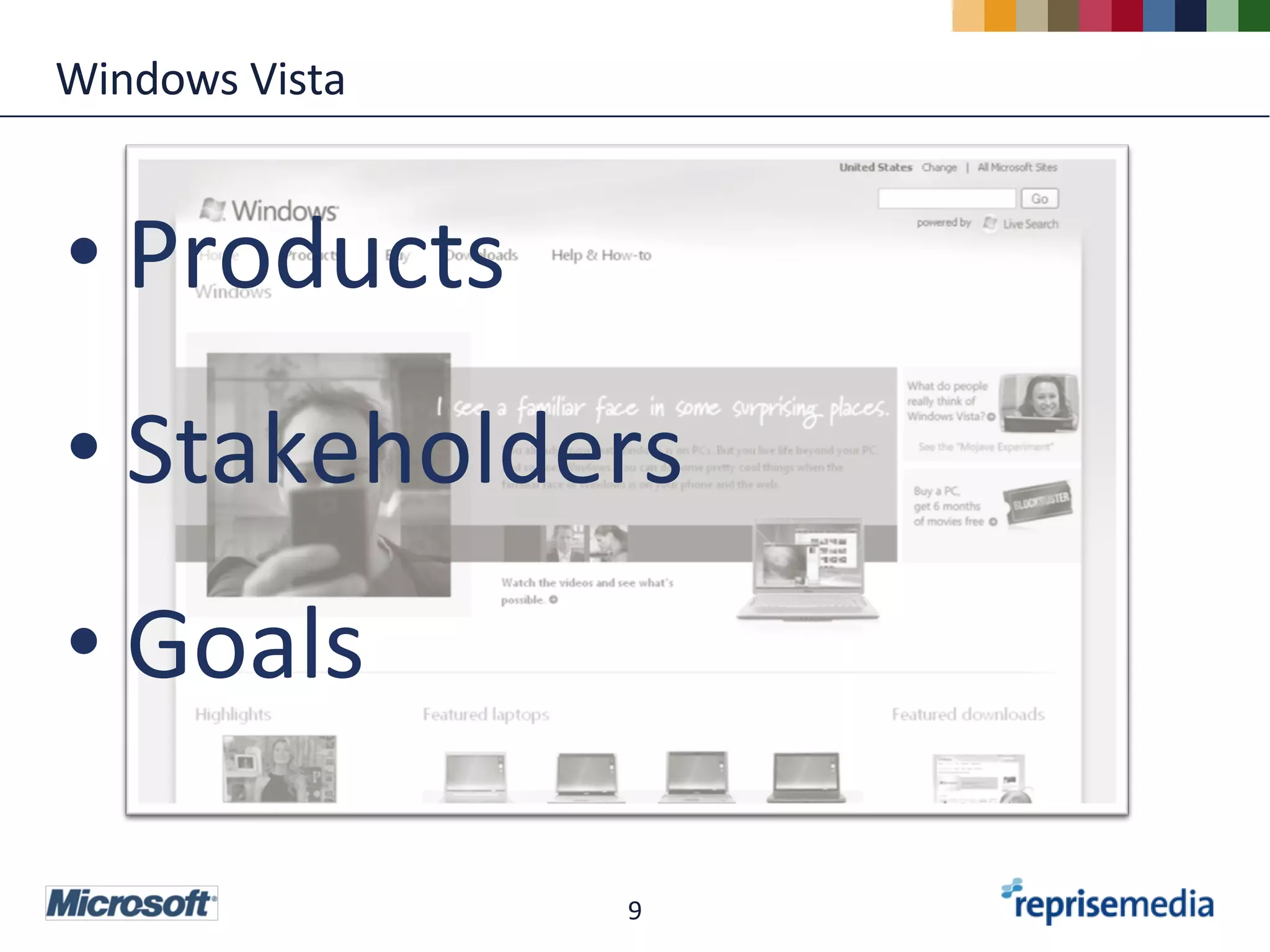 Windows Vista Products Stakeholders Goals 