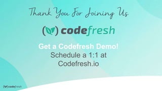 Get a Codefresh Demo!
Schedule a 1:1 at
Codefresh.io
 