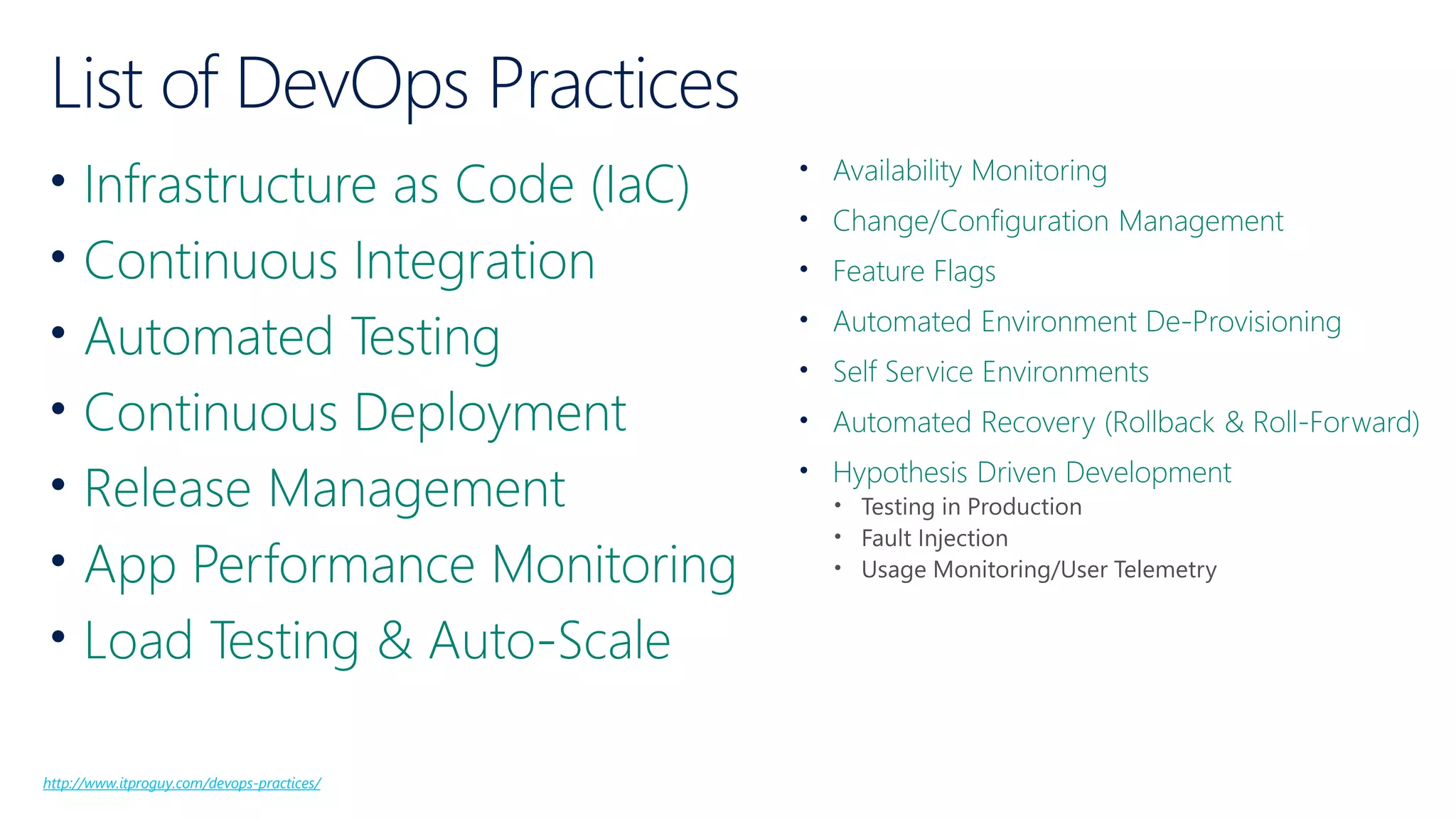 •
•
•
•
•
•
•
•
•
•
•
•
•
•
http://www.itproguy.com/devops-practices/
 