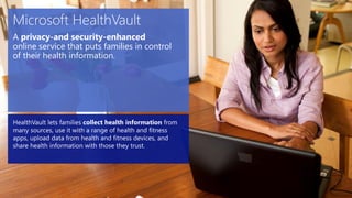 A privacy-and security-enhanced
online service that puts families in control
of their health information.
 