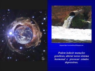 Podem induzir mutações genéticas, alterar nosso sistema hormonal  e  provocar  estados depressivos. Imagem:http://sosriosdobrasil.blogspot.com 