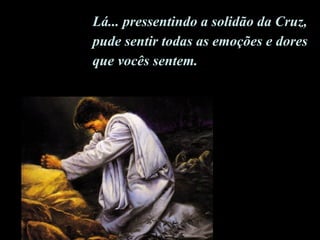 Lá... pressentindo a solidão da Cruz, pude sentir todas as emoções e dores que vocês sentem. 