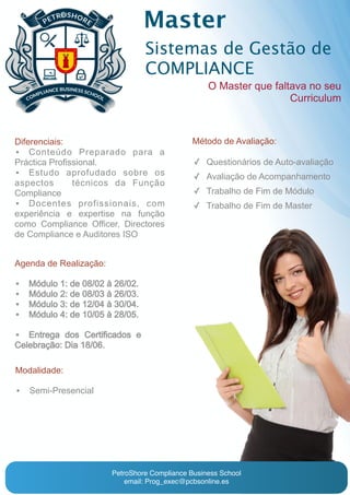 Master em Sistemas de Gestão de Compliance