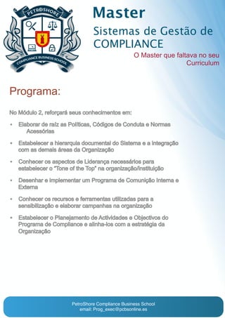 Master em Sistemas de Gestão de Compliance