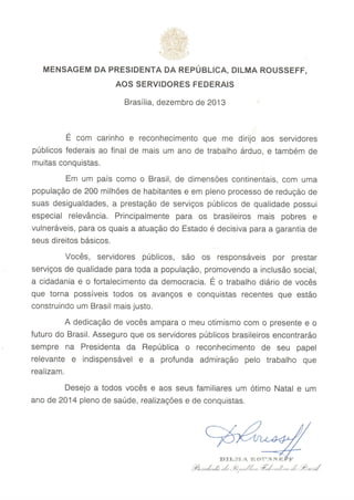 Mensagem da presidenta Dilma aos servidores federais