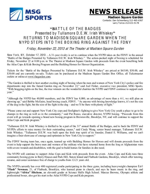 Madison Square Garden Press Release