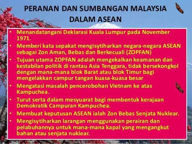 Peranan Dan Sumbangan Malaysia Dalam Asean