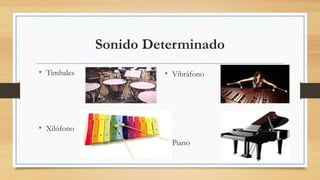 Sonido Determinado
• Timbales
• Xilófono
• Vibráfono
• Piano
 