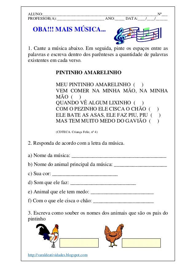 3ª Sequência didática - Gênero textual: Música
