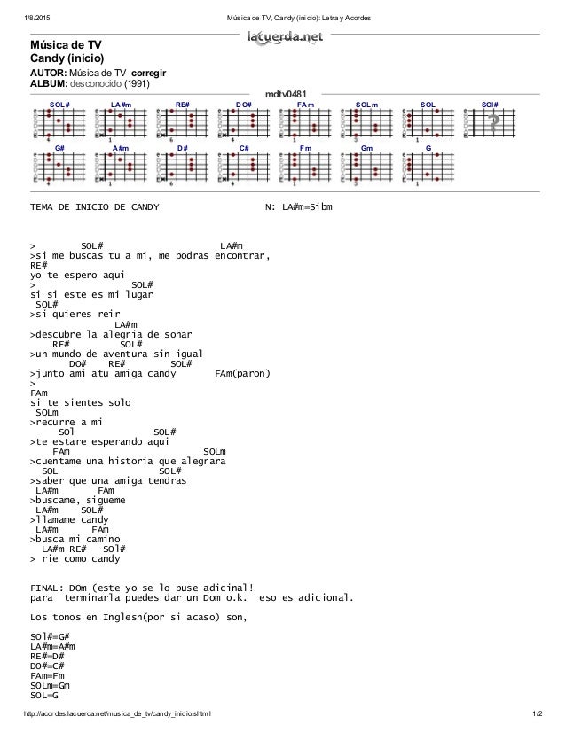 Música de tv, candy (inicio) letra y acordes