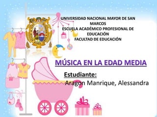 UNIVERSIDAD NACIONAL MAYOR DE SAN
MARCOS
ESCUELA ACADÉMICO PROFESIONAL DE
EDUCACIÓN
FACULTAD DE EDUCACIÓN
Estudiante:
Aragon Manrique, Alessandra
 