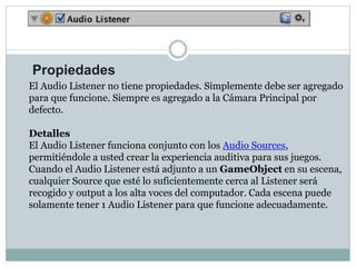 Música y efectos de sonido en unity con audio listener y audio source ...