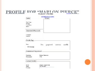 PROFILE FOR “MARLON PIERCE” 