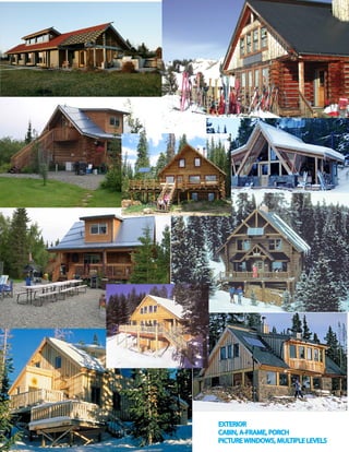 EXTERIOR
CABIN, A-FRAME, PORCH
PICTURE WINDOWS, MULTIPLE LEVELS
 
