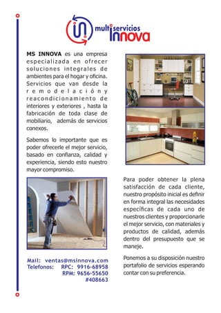 Ms Innova MS INNOVA SOLUCIONES PARA AMBIENTES DE HOGAR Y OFICINA | PDF