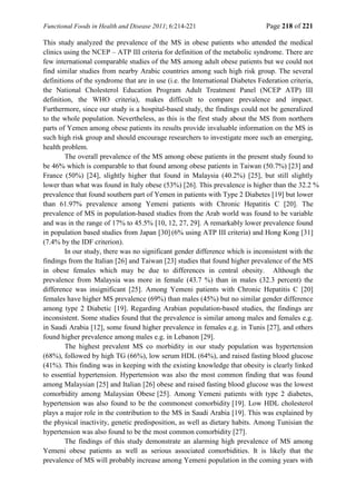 The prevalence of metabolic syndrome in Yemeni patients with ...