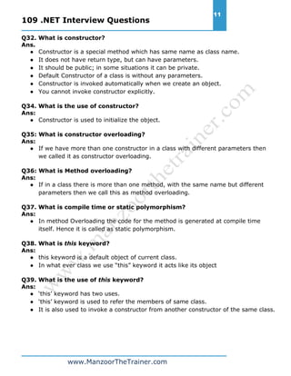 MS.Net Interview Questions - Simplified | PDF