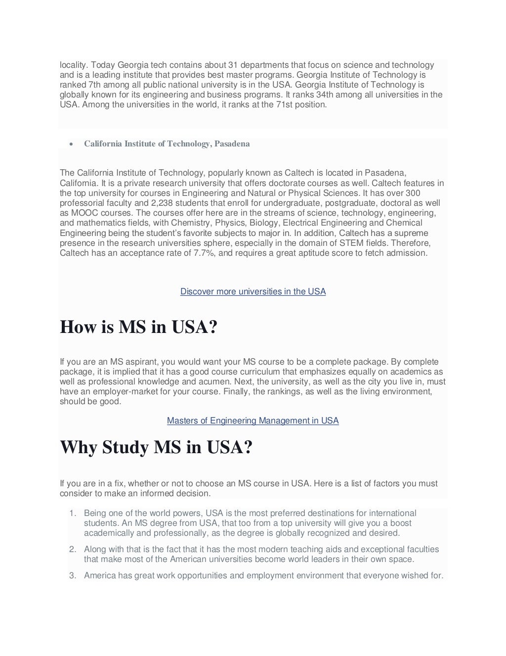 Study MS In USA Top Universities For MS Courses In USA