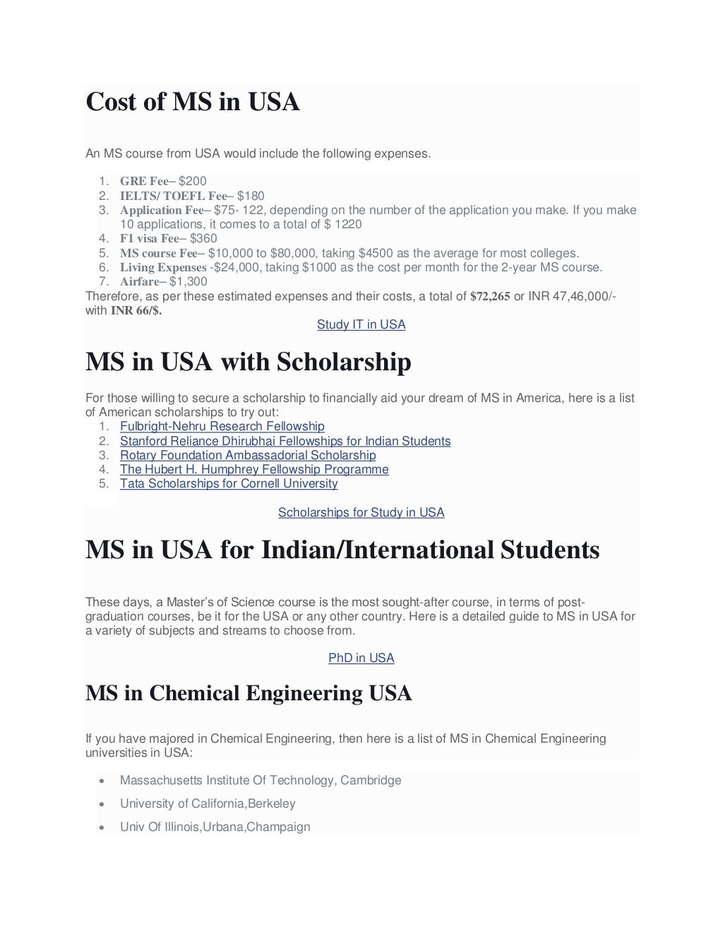 Study MS In USA Top Universities For MS Courses In USA