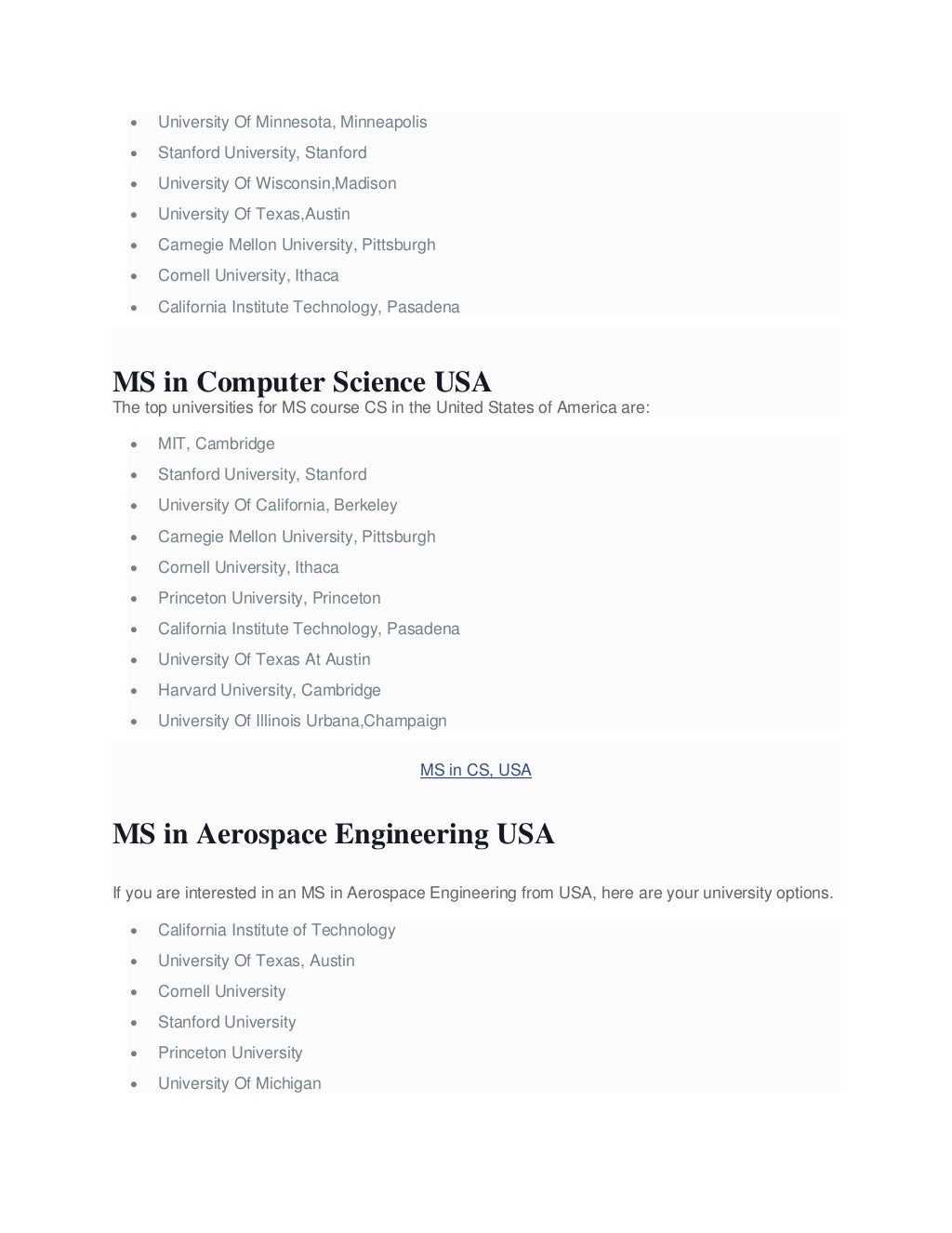 Study MS In USA Top Universities For MS Courses In USA