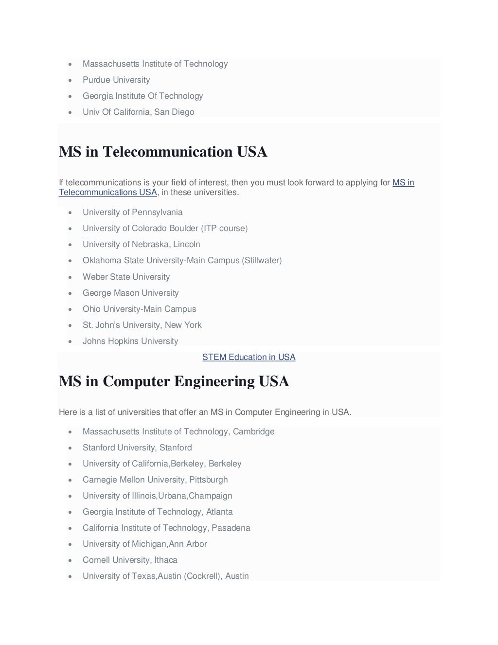 Study MS In USA Top Universities For MS Courses In USA