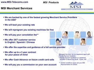 Managed Services, Inc.Product LineTelecommunication Products