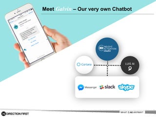 Meet  Galvin – Our  very  own  Chatbot
LUIS	
  AI
WHAT  IS  AI  ANYWAY?
 