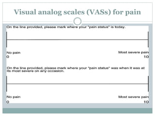 Visual analog scales (VASs) for pain
 