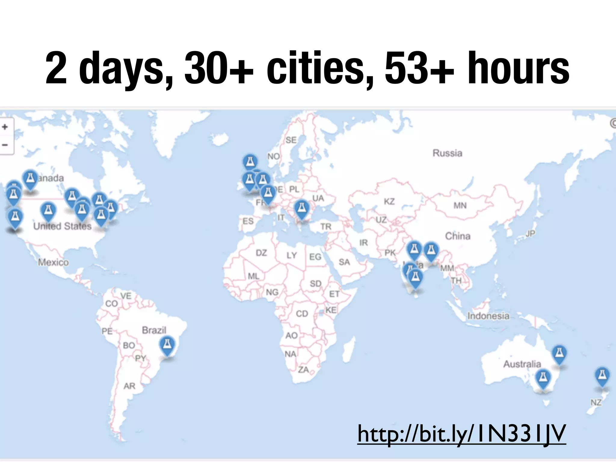2 days, 30+ cities, 53+ hours
http://bit.ly/1N331JV
 