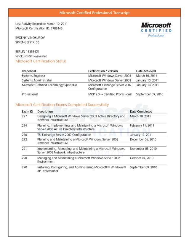 Ms Learning Transcript | PDF