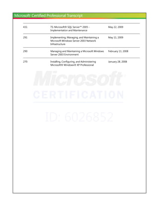 Ms Learning Transcript | PDF