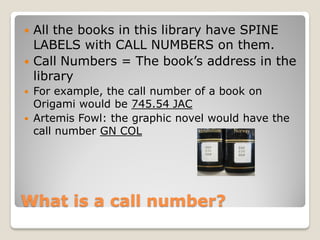 Example Of Call Number Ms library orientation | PDF