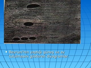 Beyruni’nin yaptığı güneş ve ay tutulmasını gösteren diyagramlar. 