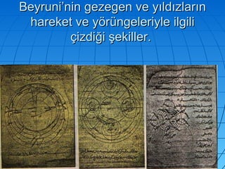 Beyruni’nin gezegen ve yıldızların hareket ve yörüngeleriyle ilgili çizdiği şekiller.  