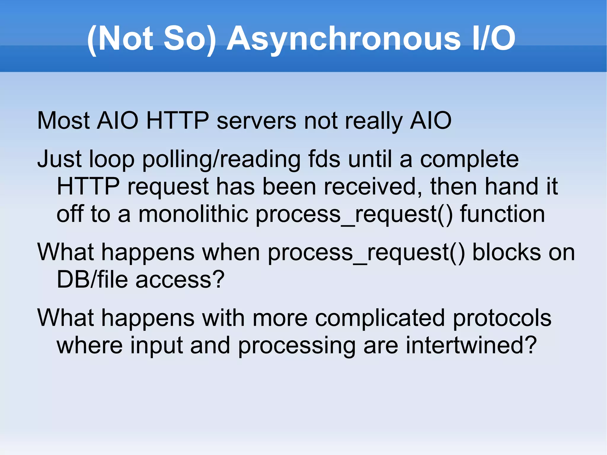 Server is focused on I/O 