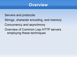 Overview Servers and protocols 