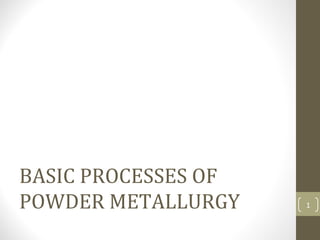 BASIC PROCESSES OF
POWDER METALLURGY 1
 