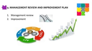 9. MANAGEMENT REVIEW AND IMPROVEMENT PLAN
1. Management review
2. Improvement
 