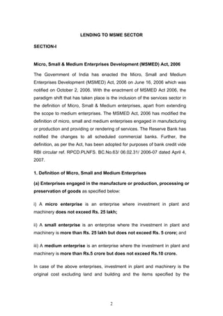 Msme act as per rbi | PDF