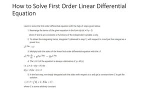 How to Solve First Order Linear Differential
Equation
 
