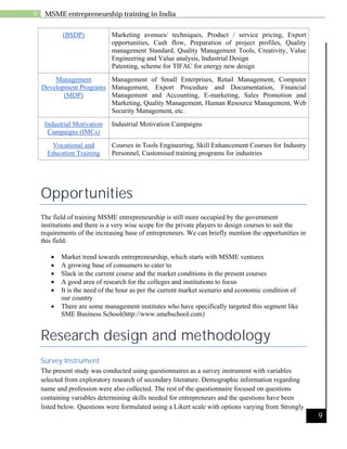 MSME entrepreneurship training in India project report | PDF