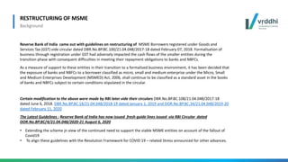 RESTRUCTURING OF MSMEs & CREDIT GUARANTEE SCHEME FOR SUBORDINATE DEBT ...