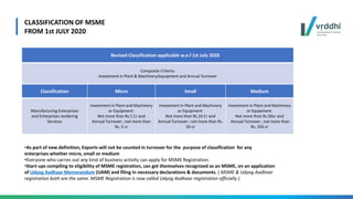 RESTRUCTURING OF MSMEs & CREDIT GUARANTEE SCHEME FOR SUBORDINATE DEBT ...