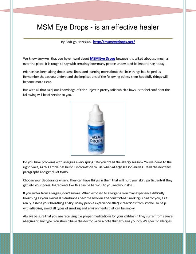 Msm eye drops