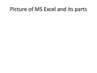Picture of MS Excel and its parts