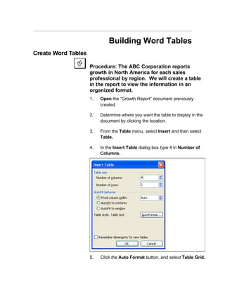 M Smith Sample Training Module Topic Word Tables