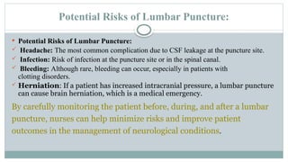 Lp Risk Complications Medical Surgical Nursing 2 Diagnostic Tests | PPTX