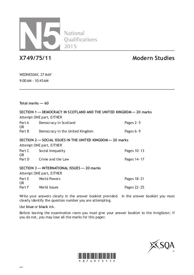 2015 National 5 Modern Studies exam 2015 National 5 Modern Studies exam